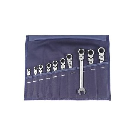 Garant Open End Wrench / Ratcheting Wrench Set, Swivel Head, 10 Pc, 8 mm to 19 mm 614814 10